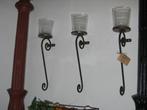 Smeedijzeren wandkrul met glas, wanddecoratie, kaarsenhouder, Nieuw, Kandelaar, Metaal, 50 tot 75 cm