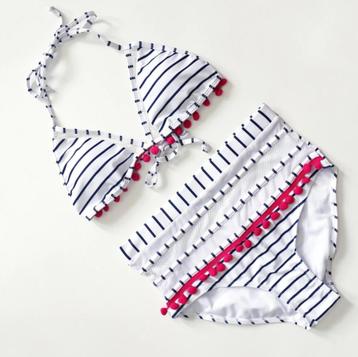 Blauw wit gestreepte retro high waist bikini dames vrouwen beschikbaar voor biedingen