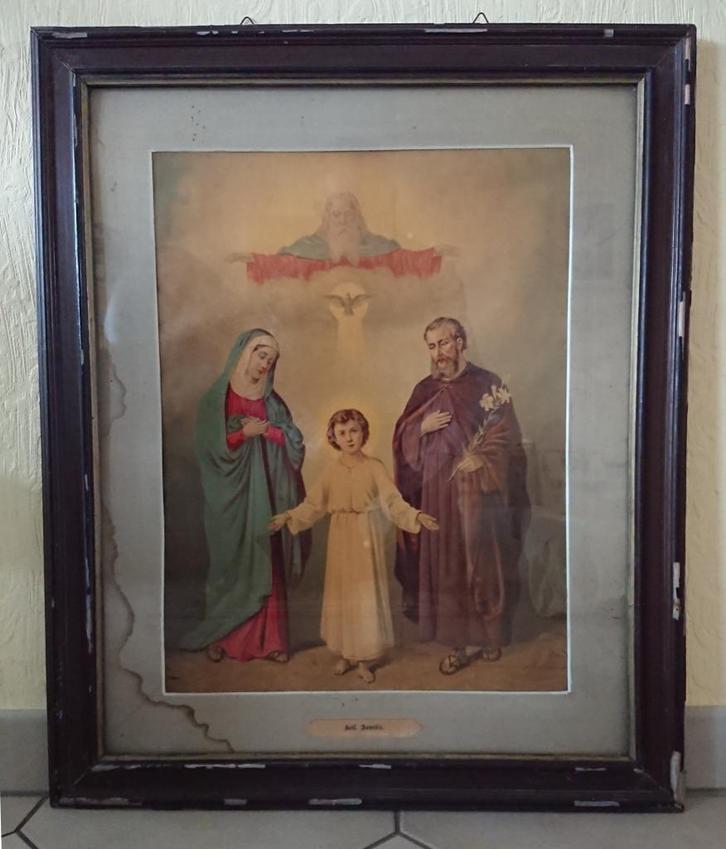 Antiek schilderij - Heilige Familie - religieuze kunst - Jez, Antiek en Kunst, Antiek | Religie, Ophalen