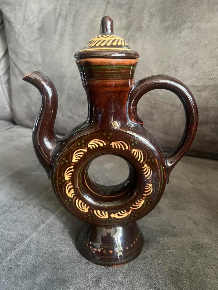 Vintage Keramieken Vaas/ Donutkan Jaren 70., Huis en Inrichting, Woonaccessoires | Vazen, Zo goed als nieuw, Overige kleuren, Minder dan 50 cm