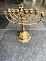 Joodse kandelaar (Menorah Chanoekia) gepolijst messing, Ophalen, Koper of Brons