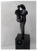 Abstract bronzen beeld moeder kind marmeren voet, Ophalen of Verzenden