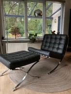 Barcelona chair en hocker zwart, Huis en Inrichting, Ophalen, Gebruikt, 75 tot 100 cm, Metaal