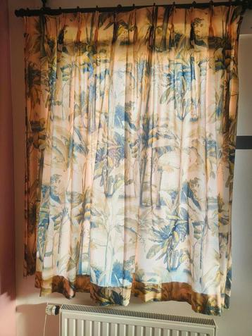 Lichtroze gordijnen met tropisch junglepatroon – 150x150 cm  beschikbaar voor biedingen