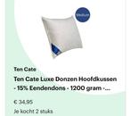 2 maal Ten Cate hoofdkussen (nieuw), Ophalen, Eenpersoons, Wit, Zo goed als nieuw