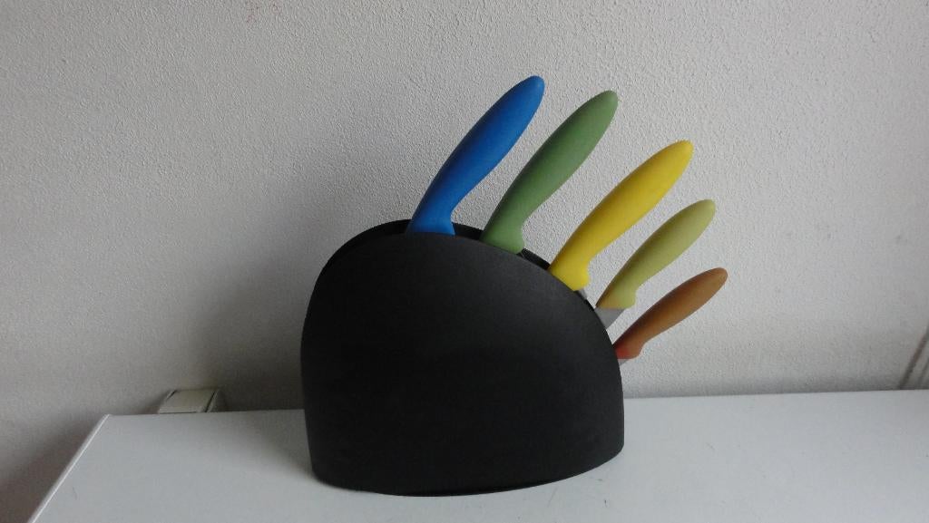 Messenblok met messen, Ophalen of Verzenden, Zo goed als nieuw, Rvs of Chroom, Bestekset