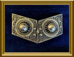 Grote oude zilveren gesp, filigrain. klederdracht, Antiek en Kunst, Antiek | Goud en Zilver, Ophalen of Verzenden, Zilver