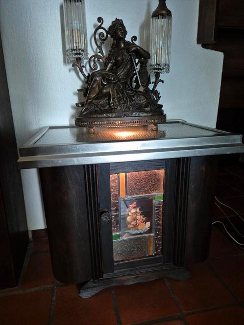 Drankenkastje met glas in lood deurtje, Antiek en Kunst, Antiek | Meubels | Kasten, Ophalen