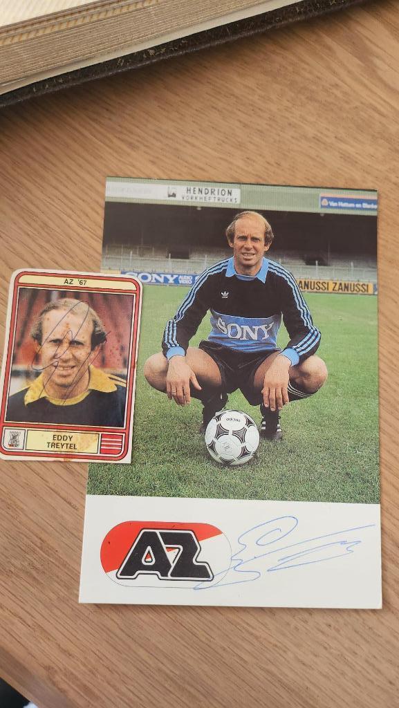 Eddy Treytel AZ67 en Feyenoord spelerskaart met handtekening, Verzamelen, Sportartikelen en Voetbal, Zo goed als nieuw, Spelerskaart