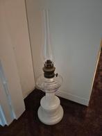 Antieke Olielamp met Glazen Kap, Ophalen of Verzenden