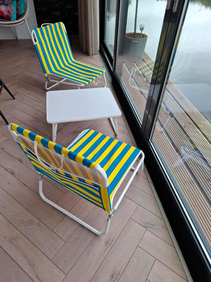 Strandstoelen - Inklapbaar, Tuin en Terras, Tuinstoelen, Zo goed als nieuw, Metaal, Inklapbaar, Ophalen