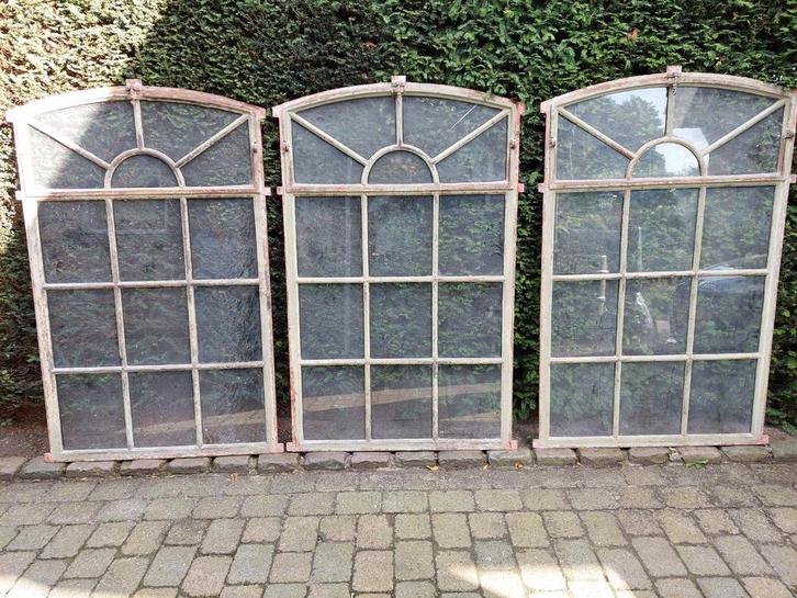 4 stuks zeer mooie, grote zware gietijzeren stalramen., Doe-het-zelf en Verbouw, Glas en Ramen, Gebruikt, Gevelraam of Ruit, Minder dan 80 cm