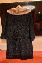 Lange bontmantel zwart/cognac - Maat 44, Verzenden, Zo goed als nieuw, Maat 42/44 (L), Zwart