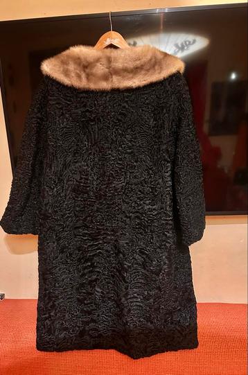 Lange bontmantel zwart/cognac - Maat 44 beschikbaar voor biedingen