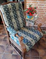 Fitform zwaar eiken fauteuil mét opblaasbaar rugkussen, Huis en Inrichting, Ophalen, Gebruikt, Blauw, Eén