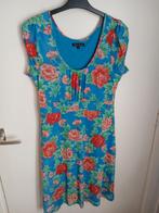 Maat L of 40 King Louie zomerjurk blauw rozenprint, Maat 38/40 (M), Blauw, Ophalen of Verzenden, Knielengte