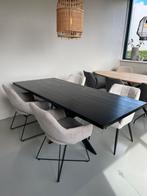 Eiken Houten en betonlook tafel rechthoek ovaal rond, Ophalen of Verzenden, Zo goed als nieuw, Ovaal