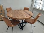 Ronde tafel van mangohout. 130cm, Huis en Inrichting, Tafels | Eettafels, Ophalen, Rond, Zo goed als nieuw, 100 tot 150 cm