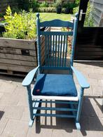 schommelstoel hout (blauw), Huis en Inrichting, Stoelen, Ophalen, Blauw, Romantisch, Zo goed als nieuw