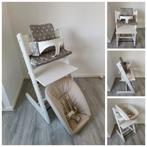 Stokke Tripp Trapp wit met babyset, kussenset, newbornset, Kinderen en Baby's, Kinderstoelen, Ophalen of Verzenden, Zo goed als nieuw