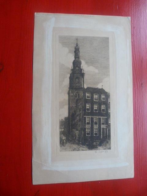 Hendrik Lesage  -  Westertoren / Amsterdam., Antiek en Kunst, Kunst | Etsen en Gravures, Ets, Stadsgezicht, 1900 - 1949, Ophalen of Verzenden