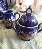 Vintage kobaltlblauwe theeset met pauw, Ophalen of Verzenden