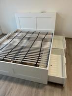 IKEA Bed met Lattenbodem & Achterwand, Huis en Inrichting, Slaapkamer | Bedden, Ophalen, Gebruikt, Wit, Tweepersoons