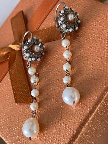 Wowww prachtige vermeil vintage pareloorbellen beschikbaar voor biedingen