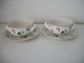 2 Soepkom en Schotel - Villeroy en Boch Petite Fleur p.stuk  beschikbaar voor biedingen
