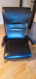 Relaxfauteuil zwart leer, Huis en Inrichting, Fauteuils, Ophalen, Zo goed als nieuw, Leer, 50 tot 75 cm