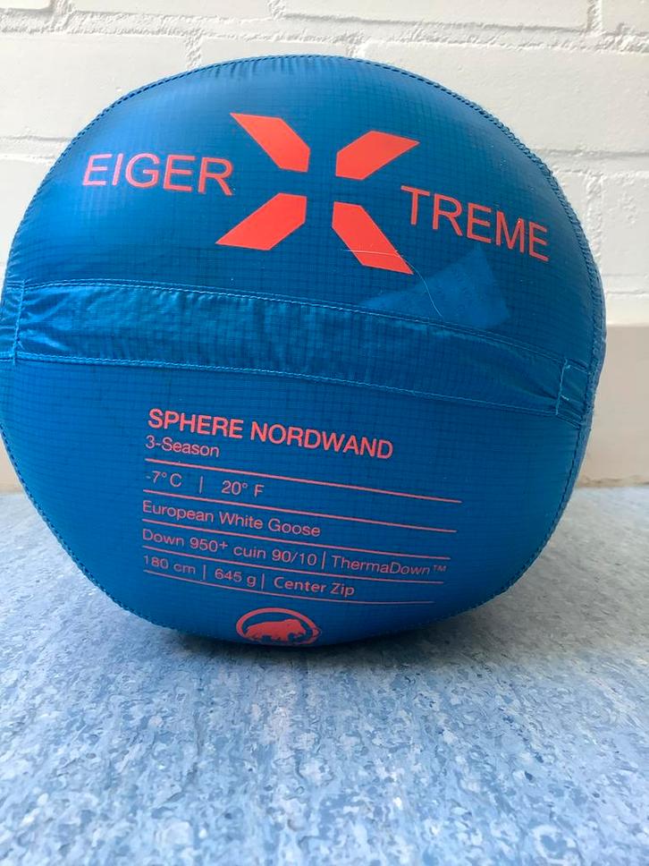 Mammut sphere nordwand eiger-extreme 645 gr. /950+ cuin, Caravans en Kamperen, Slaapzakken, Zo goed als nieuw, Ophalen of Verzenden