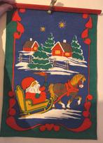 Vintage Zweeds kerst wandkleed – Santa met paard en slee, Diversen, Kerst, Ophalen of Verzenden