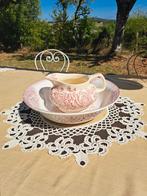 Brocante Franse waskom en kan, ecru met rode bloemen, Ophalen of Verzenden