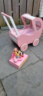 Poppenwagen hout en make-up set hout, Kinderen en Baby's, Speelgoed | Buiten | Los speelgoed, Gebruikt, Ophalen