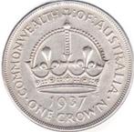 ONE  CROWN    1937   AUSTRALIA, Postzegels en Munten, Munten | Nederland, Verzenden, Koningin Wilhelmina, Zilver