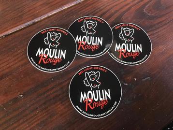 Orginele Moulin Rouge  sticker stickers van 10 cm doorsnee  beschikbaar voor biedingen