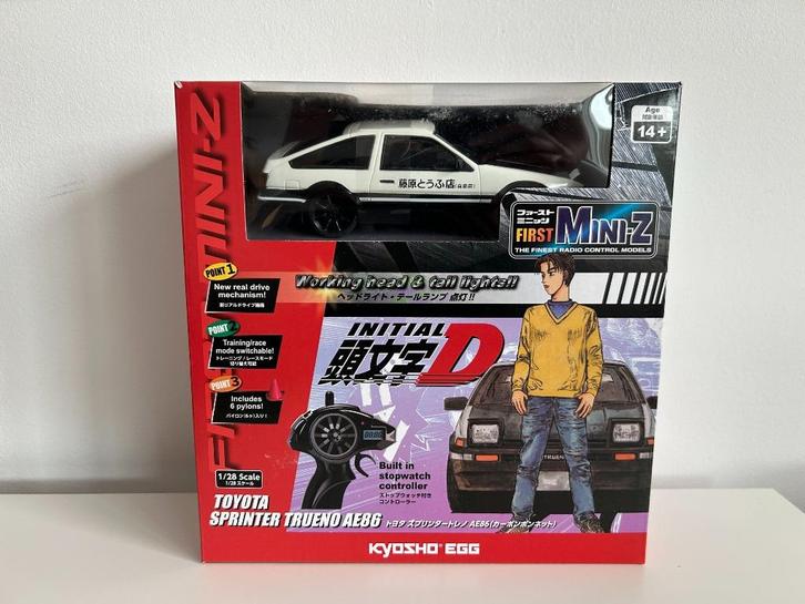 Kyosho First Mini-Z 1:28 Initial-D Sprinter Trueno AE86 WH/B, Hobby en Vrije tijd, Modelbouw | Radiografisch | Auto's, Nieuw, Auto onroad