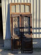 Prachtige antieke massief eiken dubbele voordeur, 215 cm of meer, 120 cm of meer, Zo goed als nieuw, Buitendeur