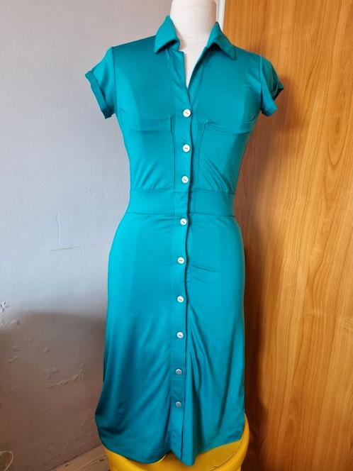Zeegroene jurk Is.Is (XS), Kleding | Dames, Jurken, Zo goed als nieuw, Maat 34 (XS) of kleiner, Groen, Knielengte, Ophalen of Verzenden