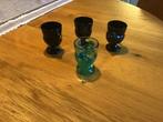 4 Glazen Vintage Eierdopjes, 3 X Zwart en 1X Groen, Ophalen of Verzenden, Huis en Inrichting