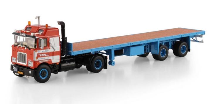 WSI van der Meijden; MACK F700 4X2 vlakke oplegger, Hobby en Vrije tijd, Modelauto's | 1:50, Nieuw, Bus of Vrachtwagen, Wsi, Ophalen of Verzenden
