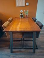 Houten eettafel met industriële look, Huis en Inrichting, Tafels | Eettafels, Zo goed als nieuw, 150 tot 200 cm, Rechthoekig, 50 tot 100 cm