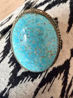 Turkoois Edelsteen Ring - Aanpasbaar, Sieraden, Tassen en Uiterlijk, Ringen, Blauw, Ophalen of Verzenden, Zo goed als nieuw, Met edelsteen