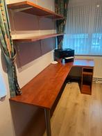 Op maat gemaakt bureau, kleur mahonie, met legplanken, Huis en Inrichting, Bureaus, Ophalen, Gebruikt, Bureau