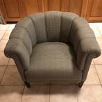 Fauteuil klassiek ruitjesstof, Huis en Inrichting, Ophalen, Gebruikt, Minder dan 75 cm, Stof