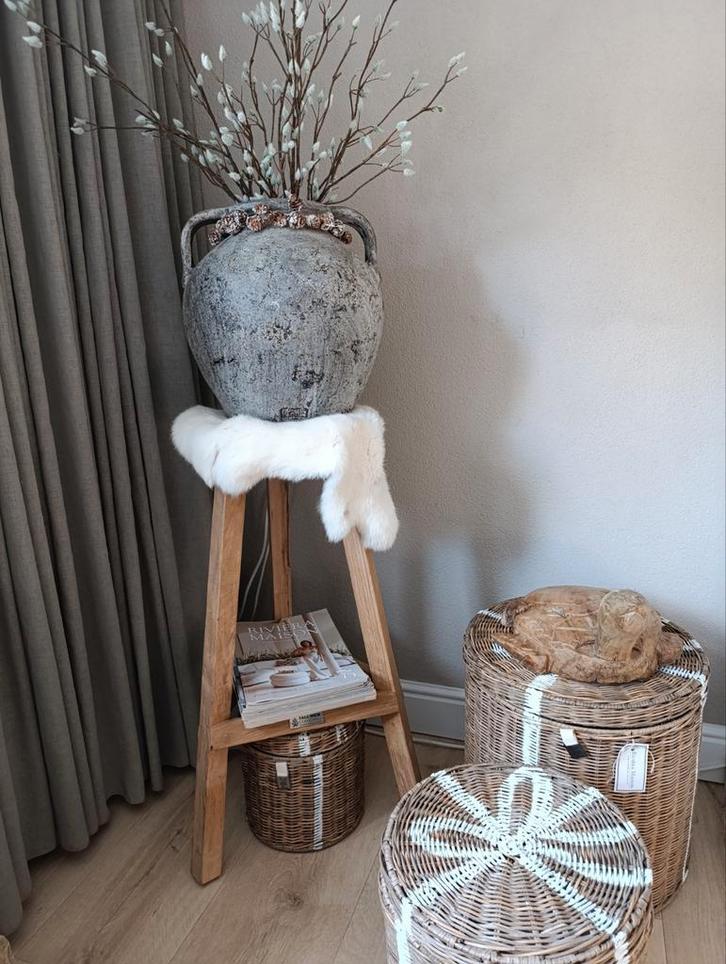 Vintage teakhouten barkrukken robuust met houtnerf nieuw, Huis en Inrichting, Barkrukken, Nieuw, 60 tot 90 cm, Ophalen of Verzenden