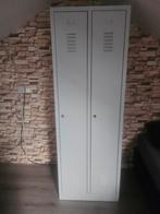 Lichtgrijze metalen locker kast - 2 deurs, Huis en Inrichting, Kasten | Lockerkasten, Ophalen, Gebruikt, Industrieel