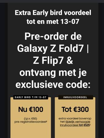 Galaxy Z Fold7 of ZFLIP kortingscode samsung beschikbaar voor biedingen
