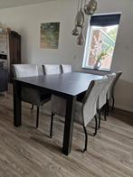 Moderne tafel met keramisch blad en 6 stoelen, Ophalen, Gebruikt, 100 tot 150 cm, Vijf personen of meer