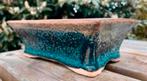 Bonsai schaal blauw tinten geglazuurd aardewerk 18,3x13,2x6,, Tuin en Terras, Bloempotten, Gebruikt, Ophalen of Verzenden, Aardewerk